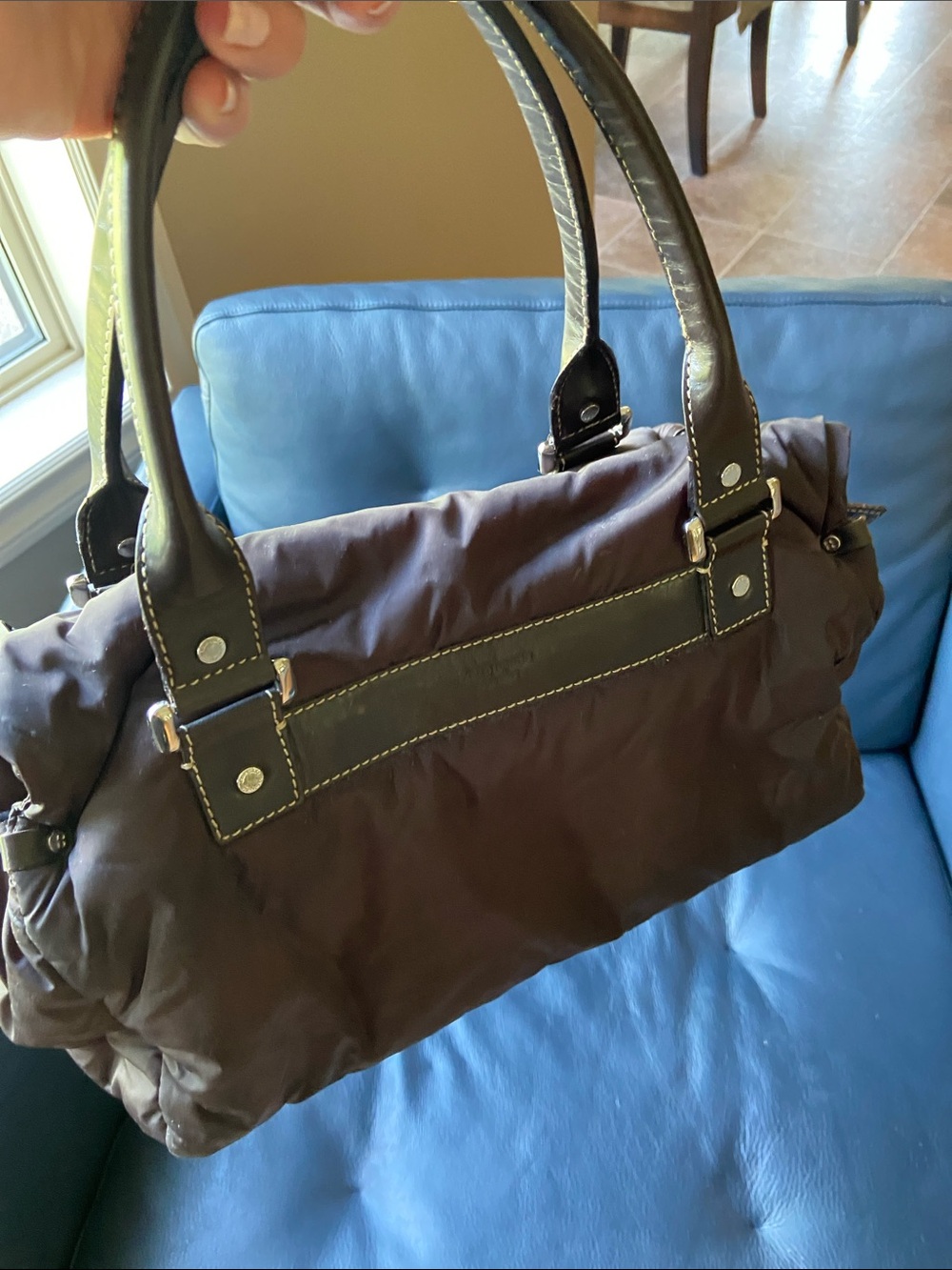 kate spade Brown Nylon Shoulder Bag with Dark Leather Trim